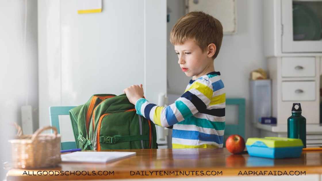 Boy with cheap school bag