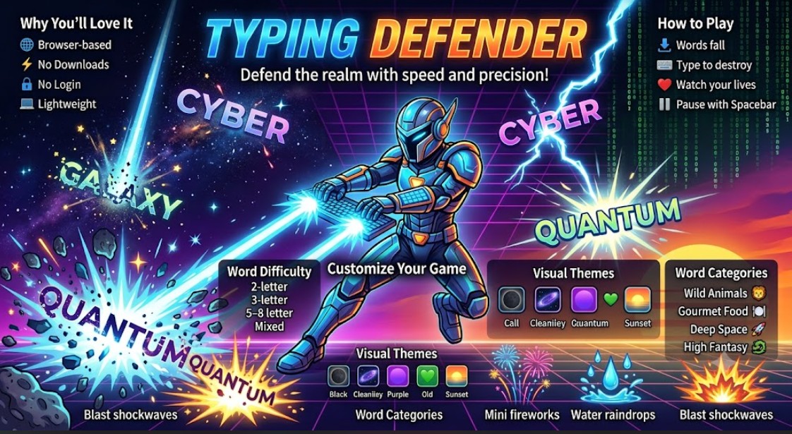 Typing Defender – Free Online Typing Game for Students
